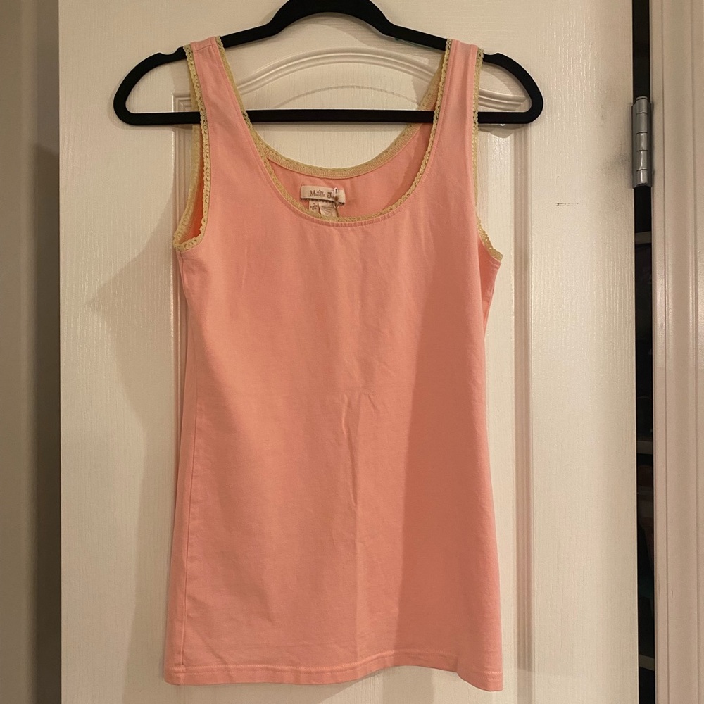 Matilda Jane Women’s Tank Pink Lace Yellow sz Lg